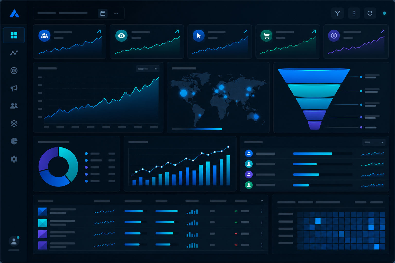 Campaign analytics dashboard with performance charts